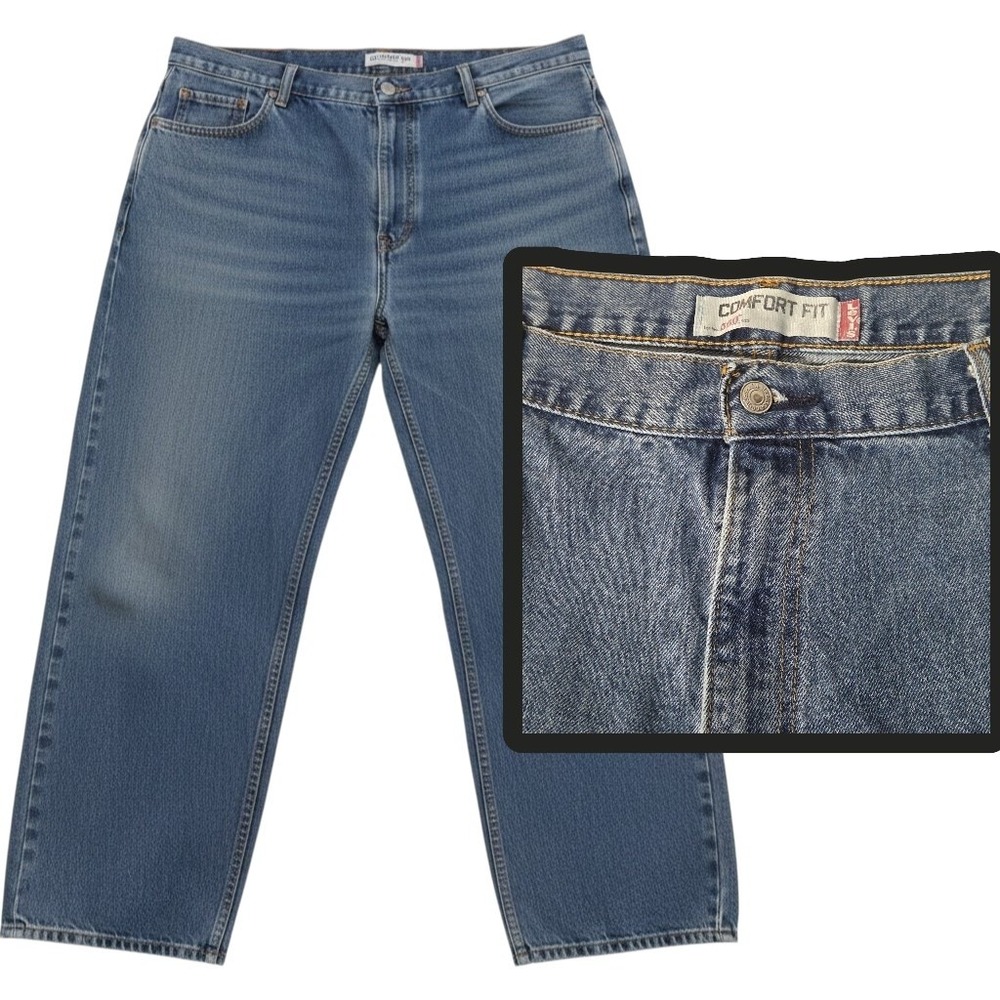 Levi's Jeans Mens 44x30 Blue Comfort Fit Straight Leg Denim‎ Pants 550